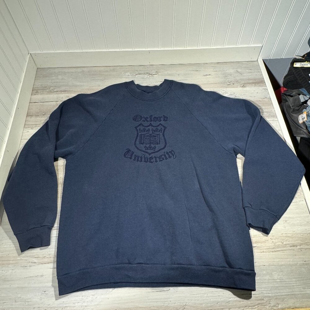 VTG Oxford University Crewneck Sweatshirt Screen Stars Large (XL on Tag) Blue